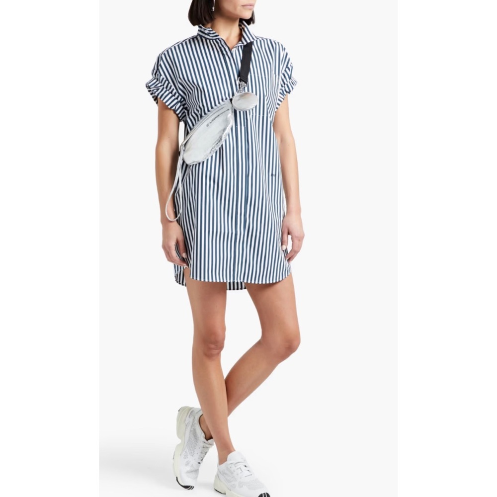 Frame Blue & White Stripe Sheil Organice Cotton-Poplin Mini Shirt Dress XS